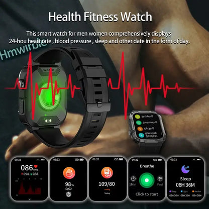 Montre intelligente militaire robuste, étanche, ip68